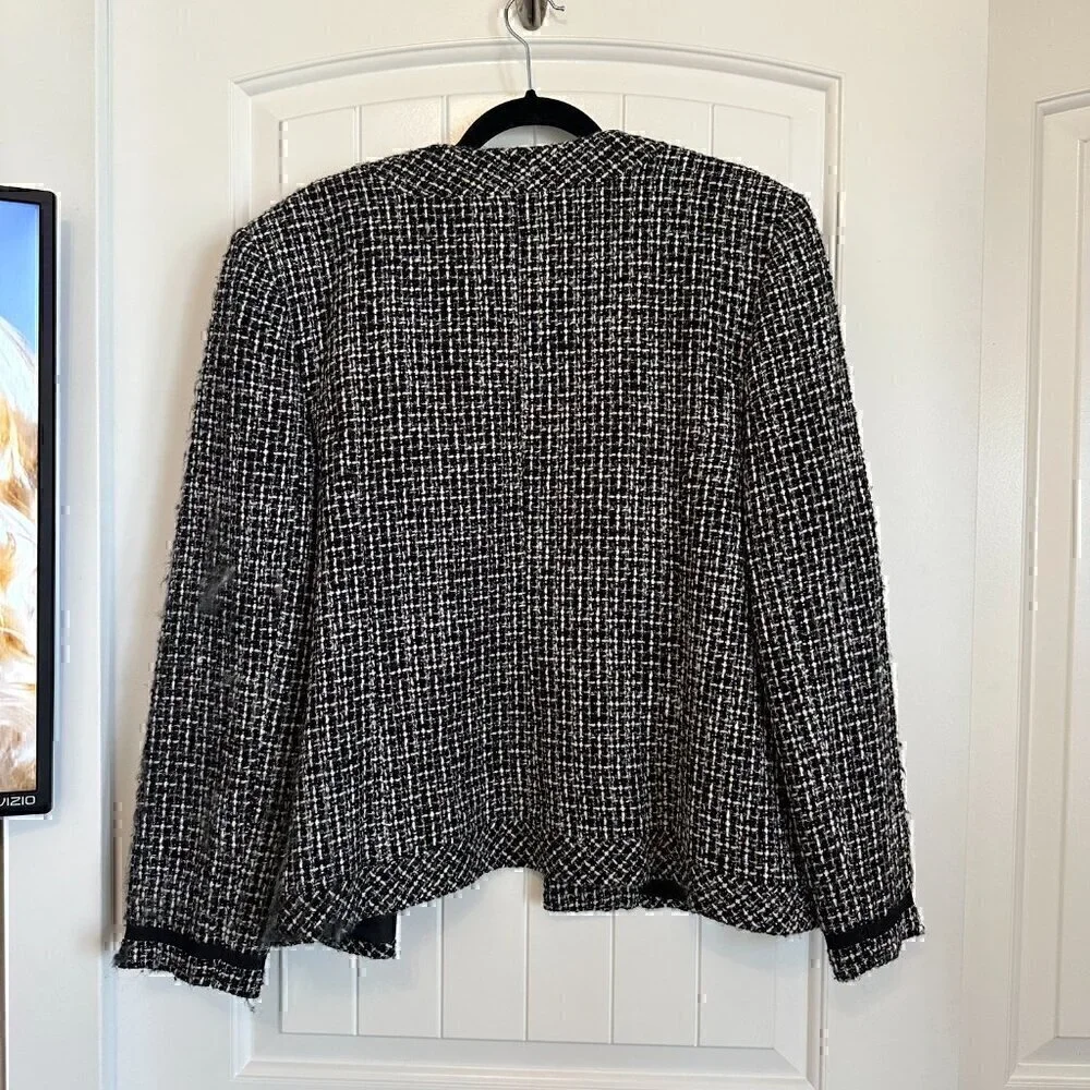 Karen Scott PLUS women's blazer suit jacket black white grey patterned women 14 - Picture 8 of 12